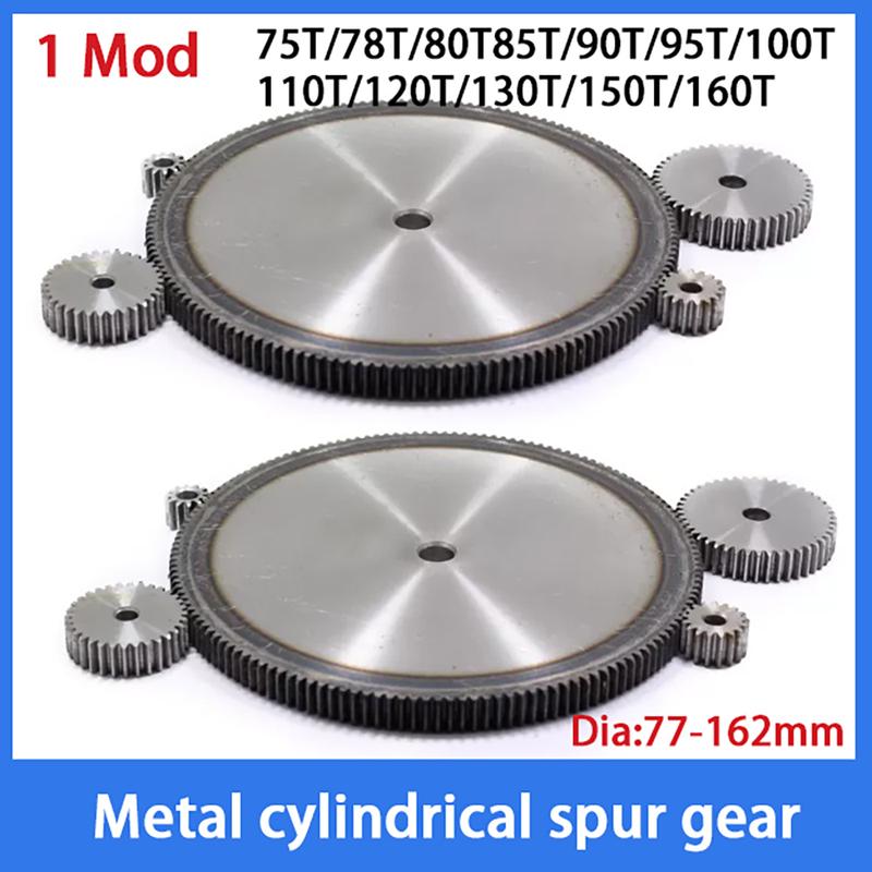 1Pcs Metal Transmission Gear Positive Gear Dia 77mm-162mm 45#Steel Cylindrical Gear 1 Mod 75/80/90/100/110/120/150/160 Teeth