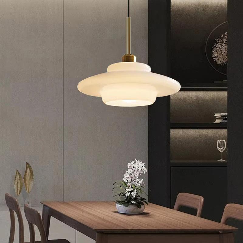 Glass Pendant Light Nordic Cream Suitable For Restaurant Restaurant Coffee Shop Bar Study Room Indoor Decoration Chandelier