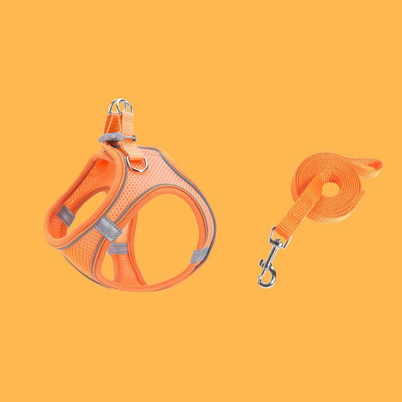 

Регулируемый ремень для защиты от побега для маленьких кошек, шлейка для котят, легкий дышащий мягкий жилет для домашних животных, жгут для проводов, ремень для выгула котят L оранжевый