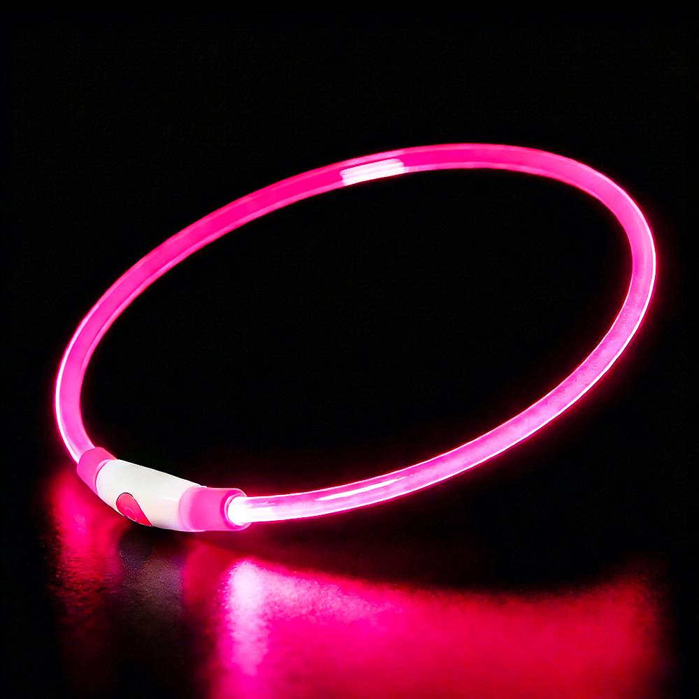 USB Rechargeable LED Dog Collar - Adjustable Light-Up Neck Ring for Large, Medium, and Small Dogs