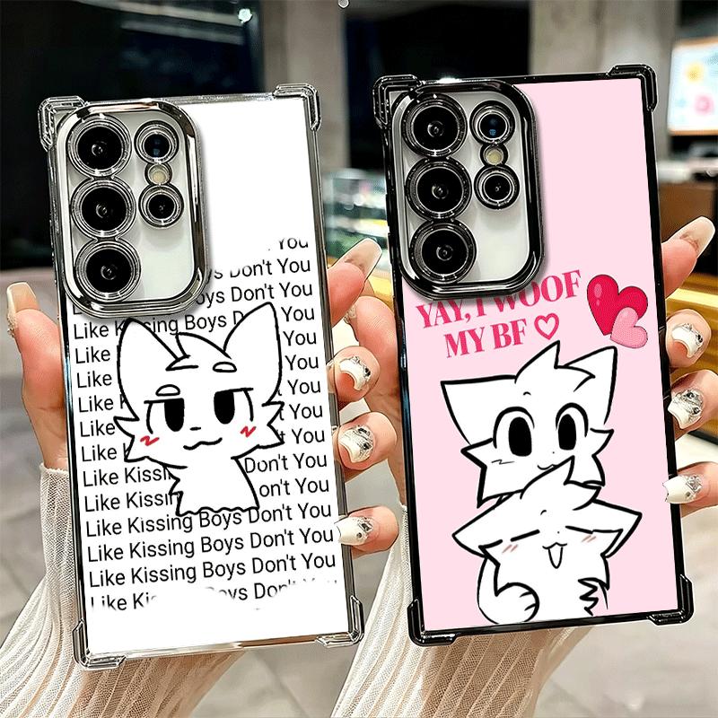Cute B-Boykisser Catoon Plating Phone Case For Samsung Galaxy S24 S25 FE S26 Edge S23 Ultra S22 S21 Plus S20 Anti-Fall Airabag C