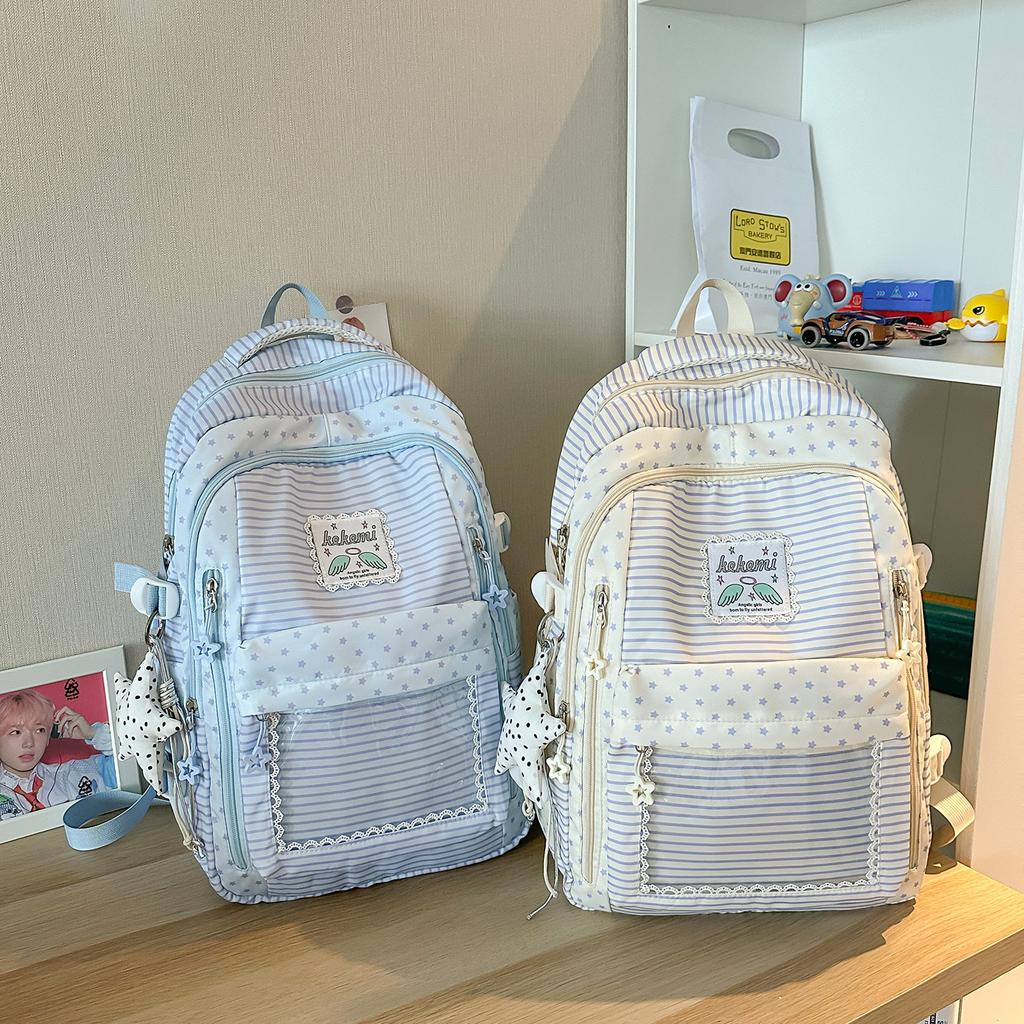 Schoolbag Vitality Soft Fog Powder Lace Polka Dot Backpack Girlfriend Daily Class Weekend Travel Sweet Backpack