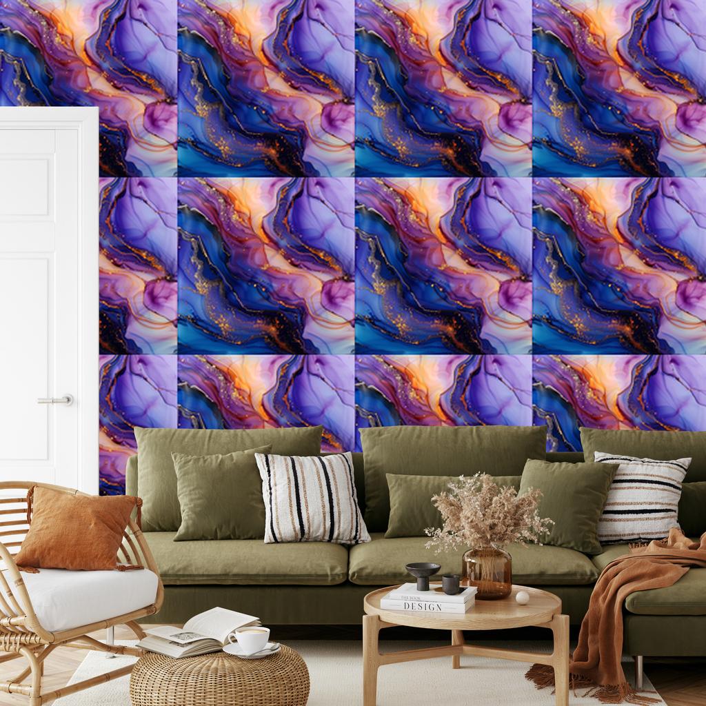Wallpaper Ink blue, violet, navy blue and purple 50x1000