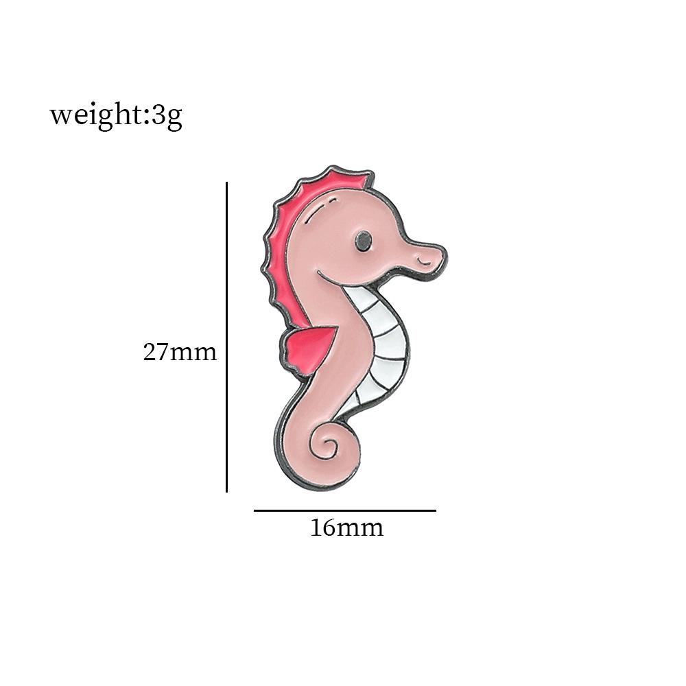 Q version of marine life metal badge seahorse shark jellyfish starfish bag brooch