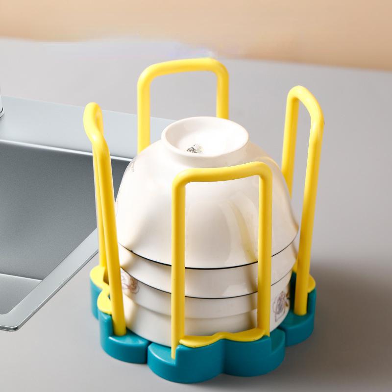 Multifunctional Kitchen Sink Dish Rack with Expandable Draining Tray and Rotating Basket
