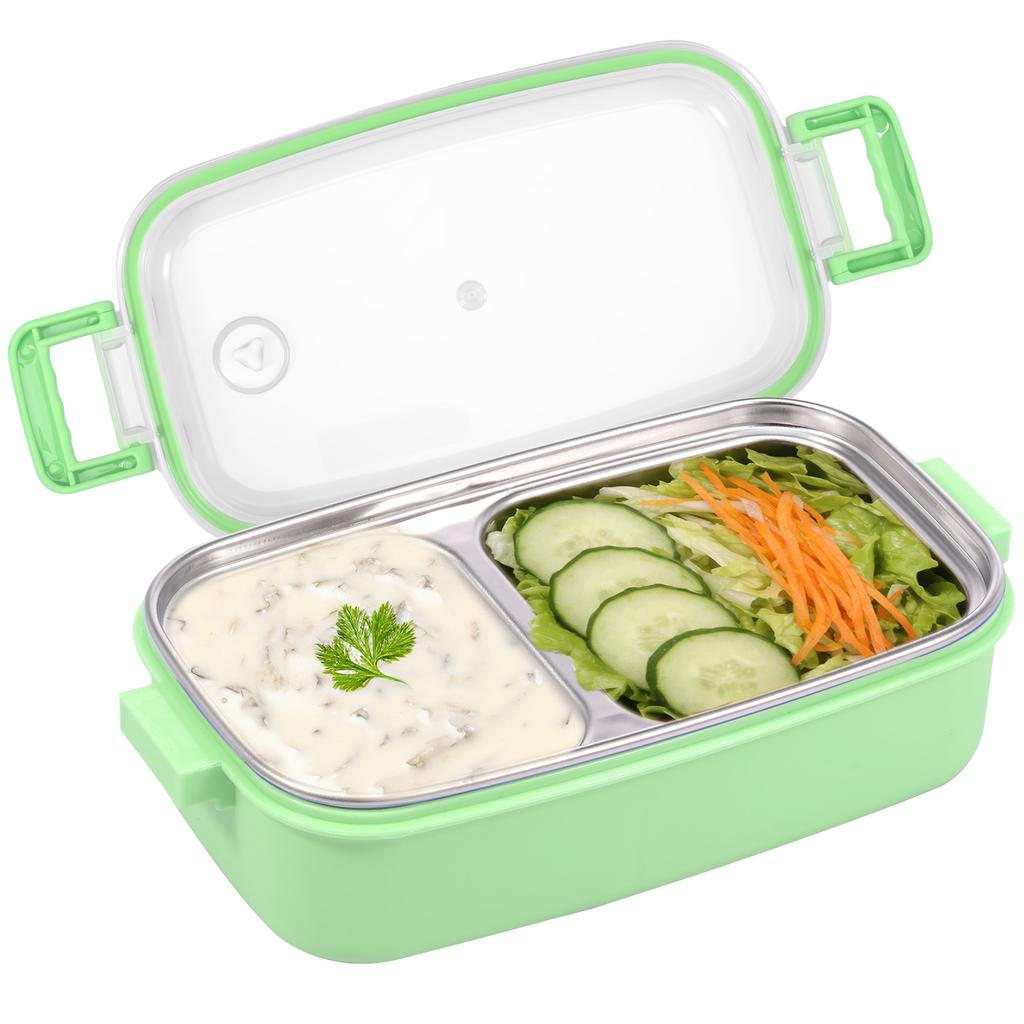 540 ML Lunchbox 304 Edelstahl Bento Boxen 2 Fächer Lebensmittelbehälter mit auslaufsicheren Deckeln für Studenten Büroangestellte