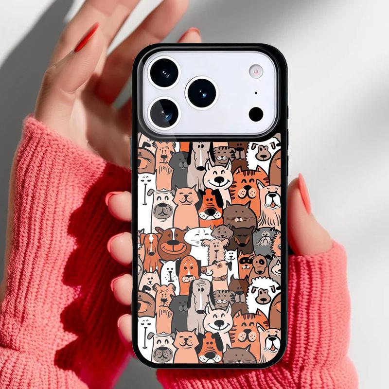 Cartoon Animal Dog Cat Pig Phone Case for iPhone 17 16 15 14 13 Pro Max Back Cover for 12 11 Pro Coque