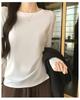 K2718 Women S Loose Fit Round Neck Long Sleeve Cotton T Shirt Basic Top