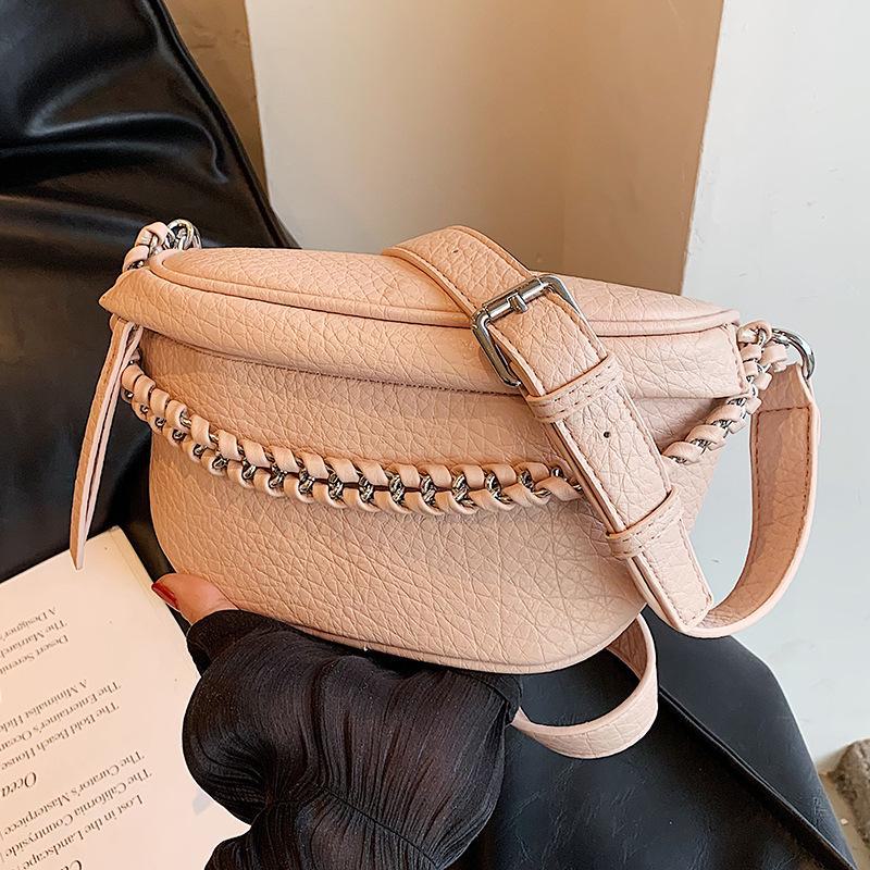 

2024 Женская универсальная текстурированная сумка-мессенджер Saddle - популярная сумка на грудь летом розовый