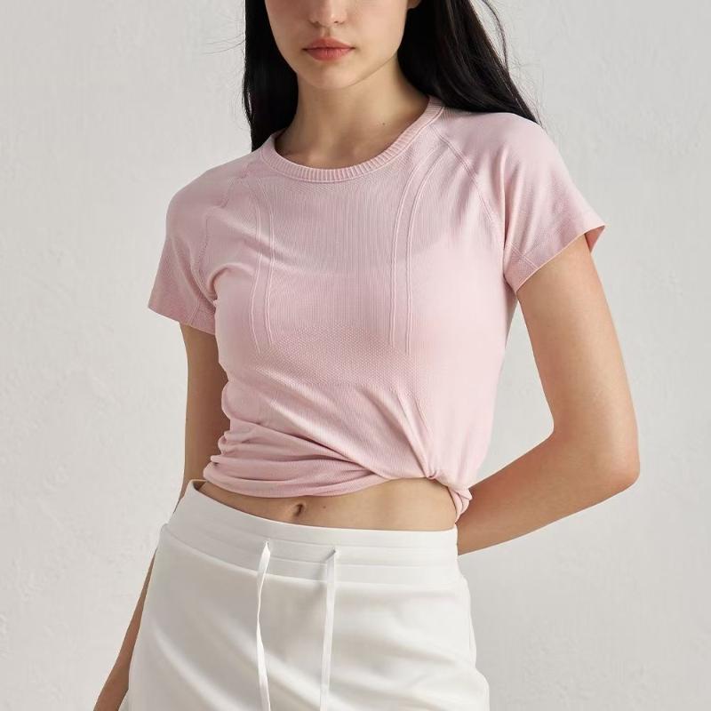 

Women s Quick-Dry Summer Short-Sleeve Running T-Shirt Round-Neck Fitted Yoga Top Pilates Workout Top XL
