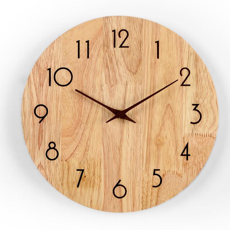 Japanese Style Solid Wood Log Mute Wall Clock Creative Round Quartz Clock Wall Hanging Clock Watch Home Decoration