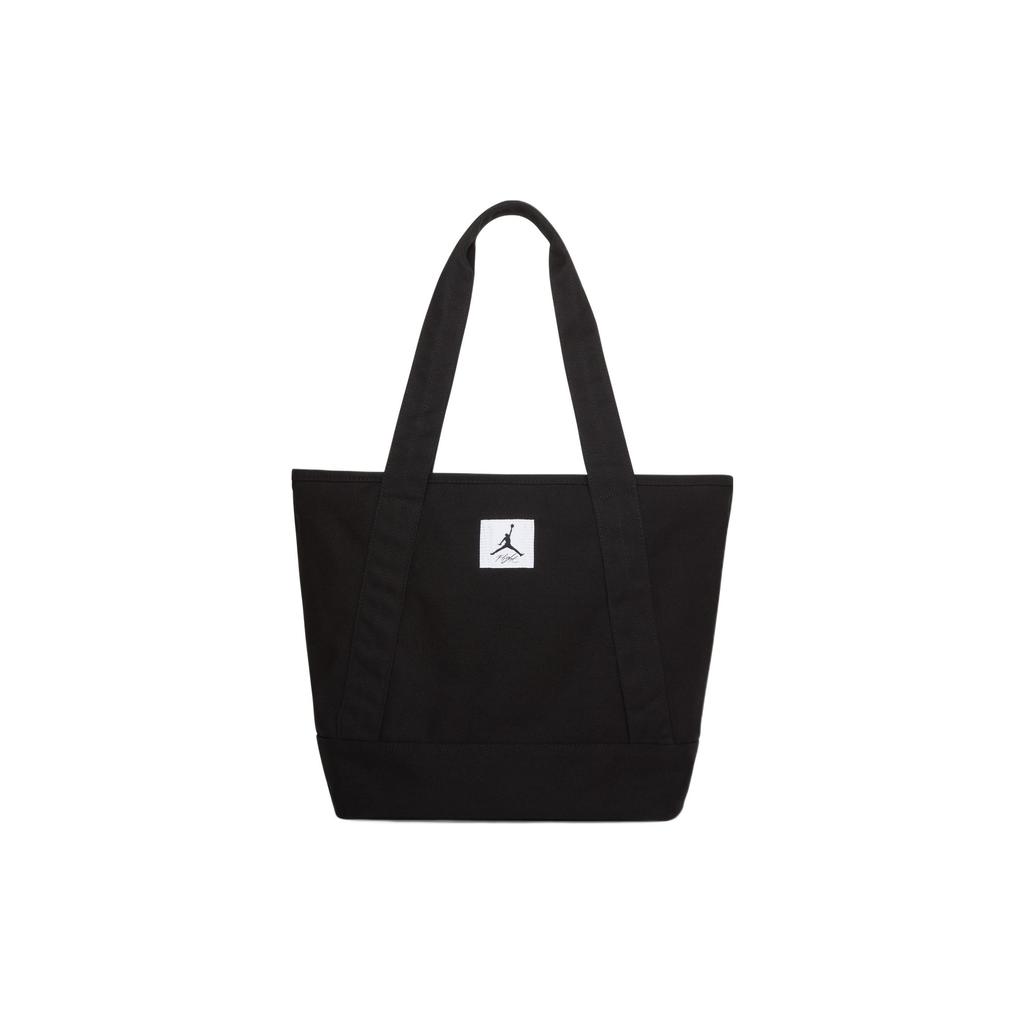 Jordan Logo Embellished Solid Color Large Capacity Zipper Closure Cotton Canvas Tote Shopping Bag Unisex Tote Bags Black JD2243019GS-002