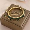 Stylish European & American Green Diamond Snake Bangles: 4-Piece Women's Elegant Metal Bracelet Set