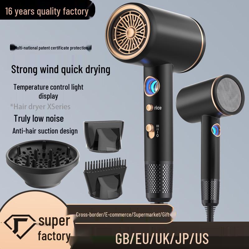 High-Power Hair Dryer with Temperature Display, 6 Levels, Hot & Cold Wind, Negative Ion Technology.