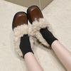 Schaffell-Version~ Dicke Ferse Retro Fluffy Schuhe Damen Kopf Echtleder Ein-Pedal Einzelne Schuhe Winter Samt Warm Kleine Lederschuhe