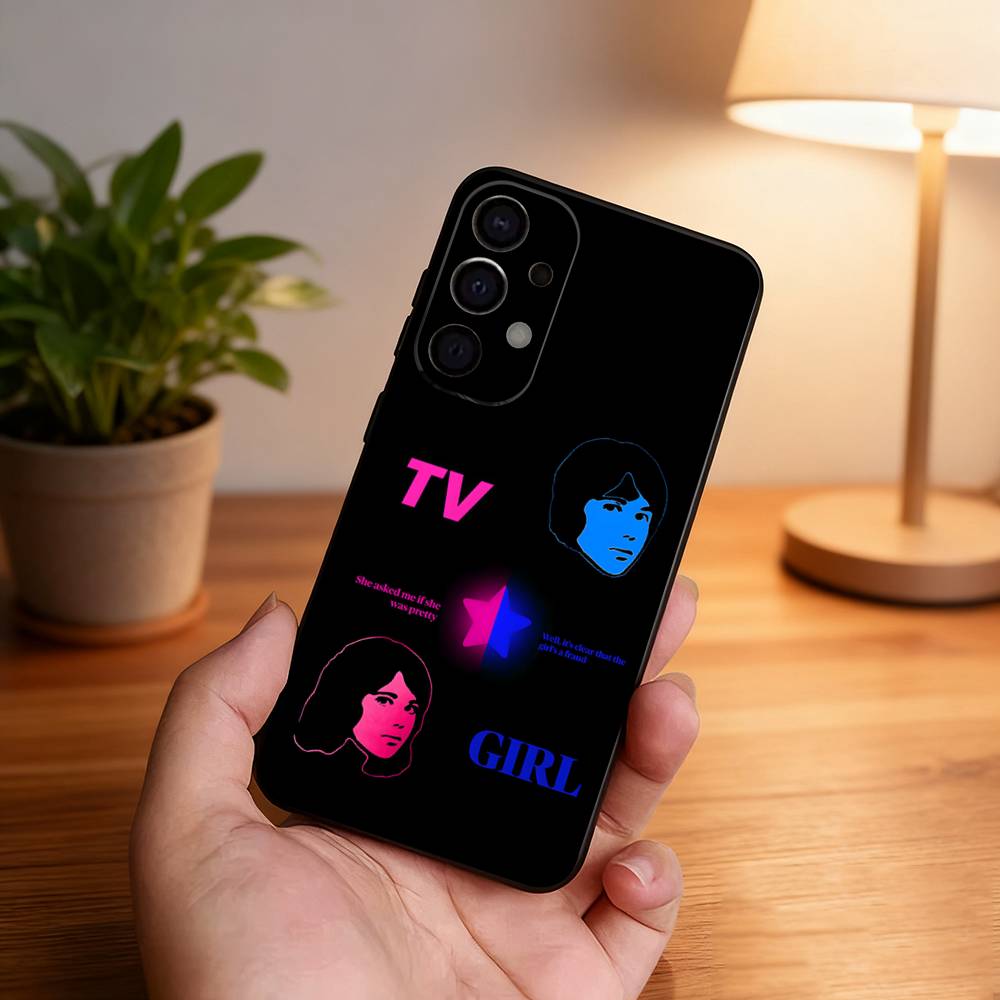 Custodia per Telefono T-TV Girl Band Per Samsung S25,S24,S21,S22,S23,S30,Ultra,S20,Plus,Fe,Lite,5G Cover Nera