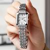 Fashion Light Luxury Square Roman Dial with Steel Strap for Women Quartz Watch for Christmas and Halloween Gifts