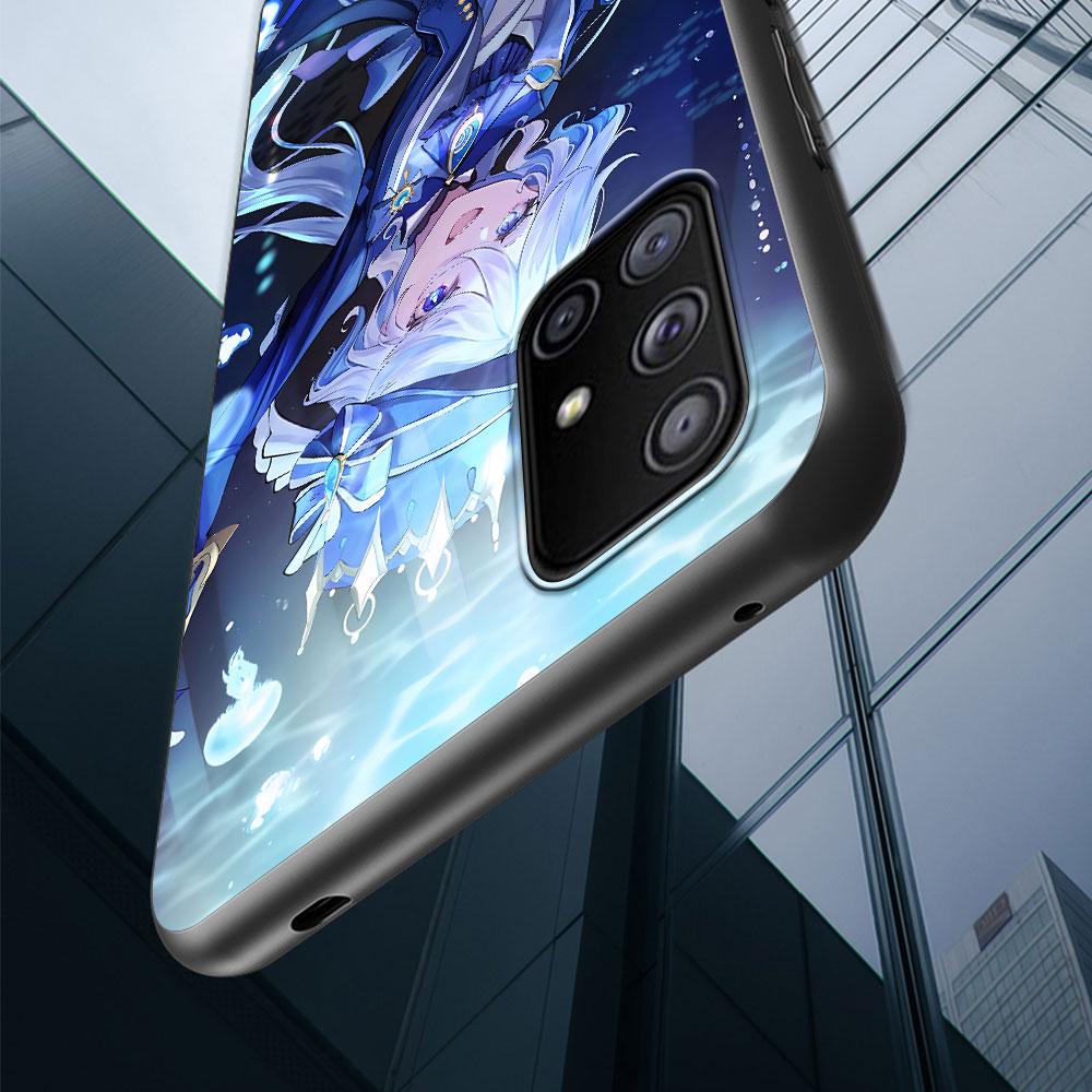 Cute Furina Genshin Impact Case for Samsung Galaxy S23 S21 S20 FE S24 S22 Ultra S10 S10e S9 Plus Soft Black TPU Phone Cover