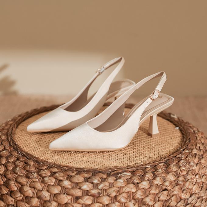 2025 Summer New High Heels, Women's Sexy Hollow Black Pointed High Heel Retro Buckle Skinny Heel Sandals, Women's Shoes