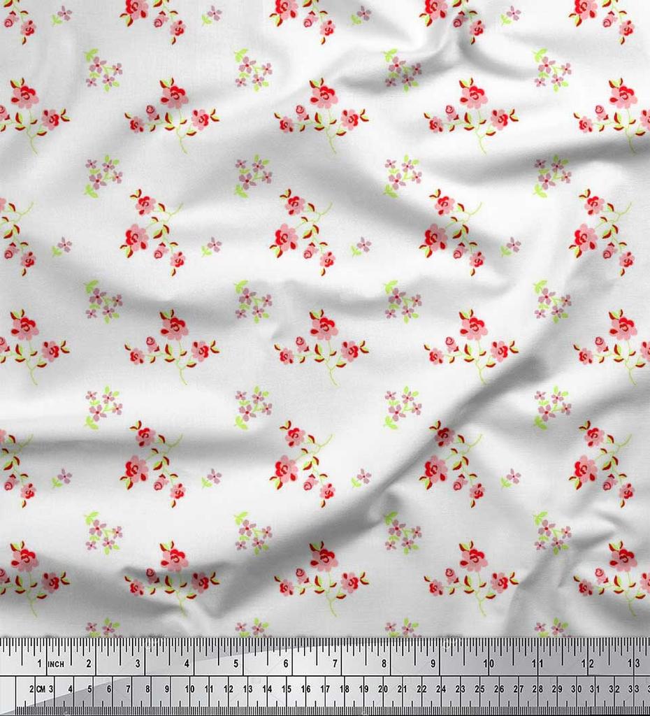 Soimoi Japonská krepdešínová saténová látka Listy a květinový umělecký potisk Šicí látka metr 42 palců