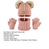 3 stuks/set Kinderen Wintermuts Sjaal Handschoenen Set Twee Pluche Bol Decor Twist Textuur Randloze Muts Breihandschoenen Fleece Voering Nekwarmer Set