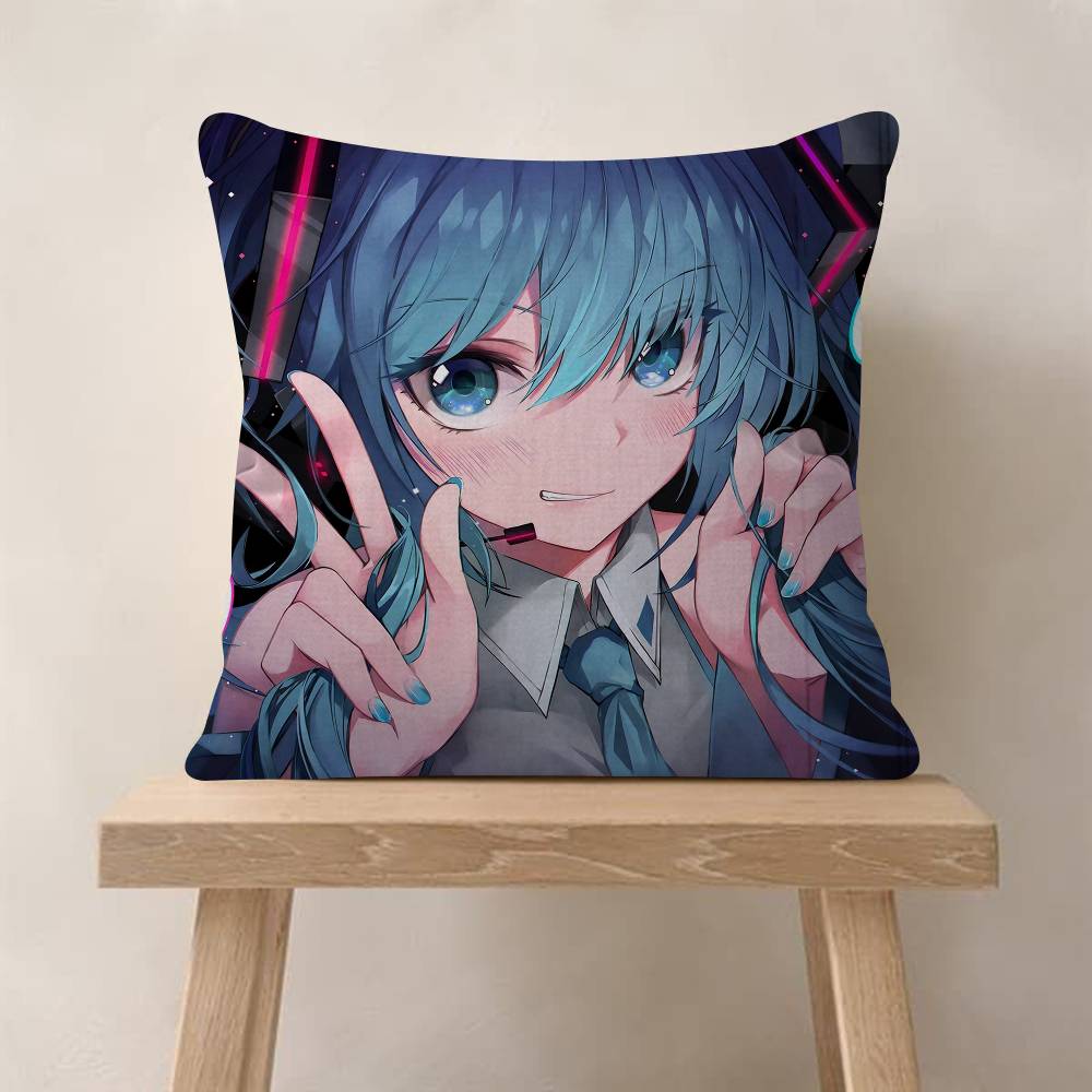 HHatsune Anime Miku Cushion Cover Decorative Pillow Sofa Home Decor Case Pillow Cases
