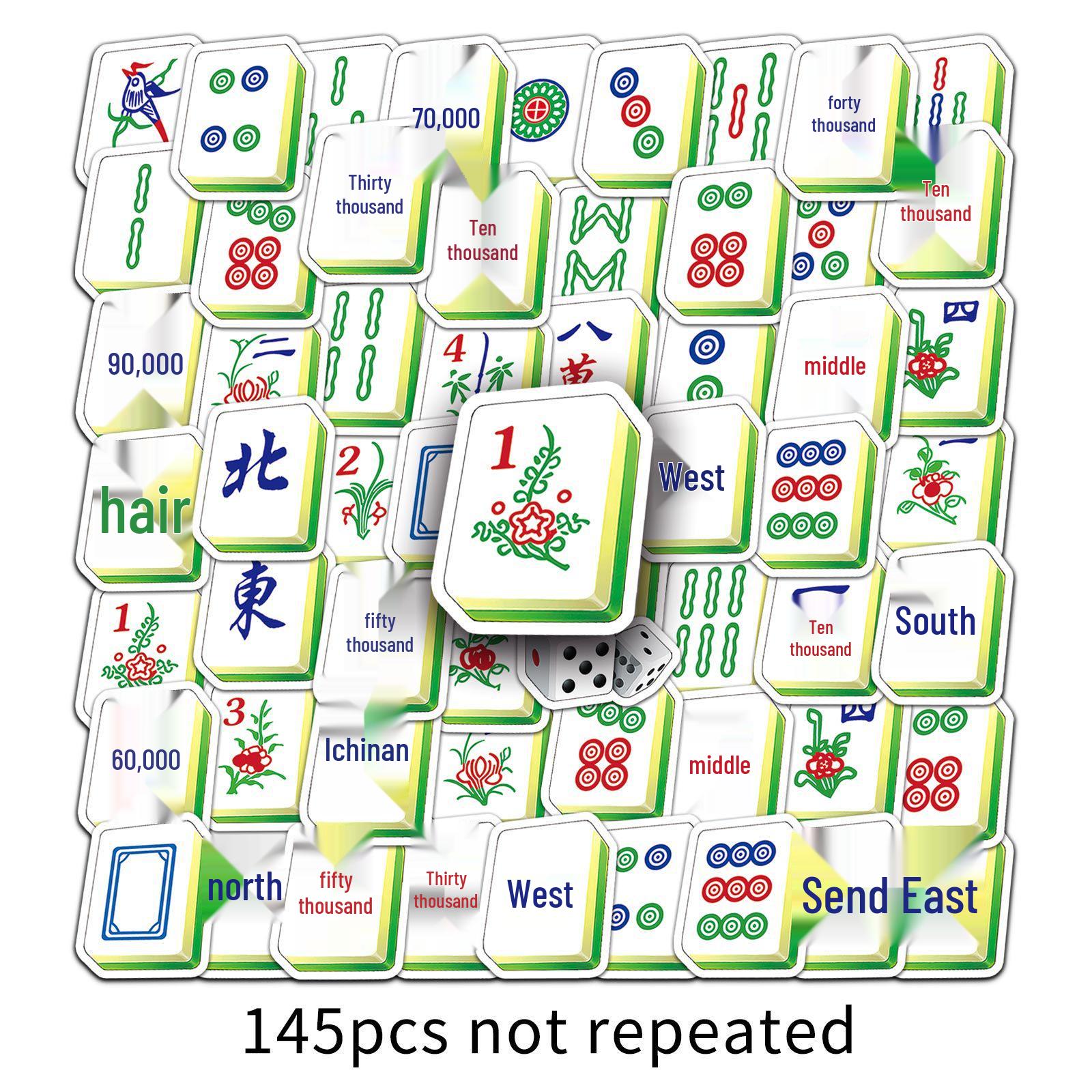 

Набор стикеров для маджонга из 145 штук: Креативный китайский стиль для украшения чашек, чемоданов, телефонов и многого другого