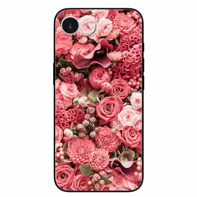 Schwarze Handyhülle Cover für Apple iPhone 16e Hüllen Gedruckte TPU Weiche Stoßfängerhülle für iPhone16e 16e 2025 Schutz Silikonhüllen