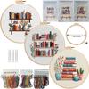 1set Elegant Bookshelf and Vase Embroidery Kit, DIY Embroidery Materials Including Tools, Suitable for Beginners, Hand Embroidery Fabric Materials
