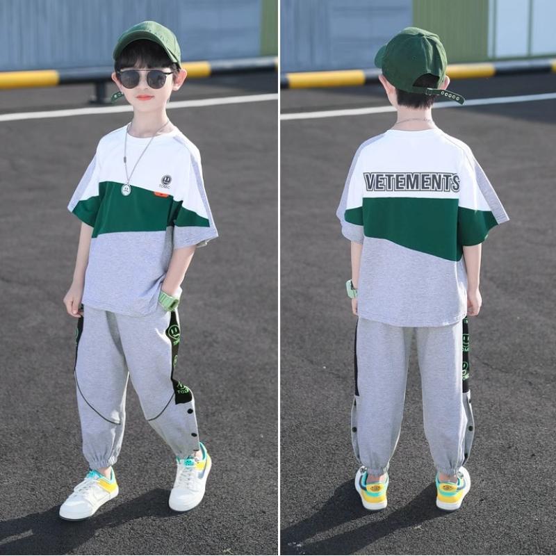 Boys Summer Clothes Set Thin Fabric Cool Short Sleeve Outfit Fashionable Kids Wear for Boys