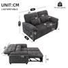 3-in-1 Double Sofa Bed with Adjustable Backrest and Bed Function, Convertible Sofa with USB Charging Port, Chenille Fabric, Grey, Incl. 2 Cushions
