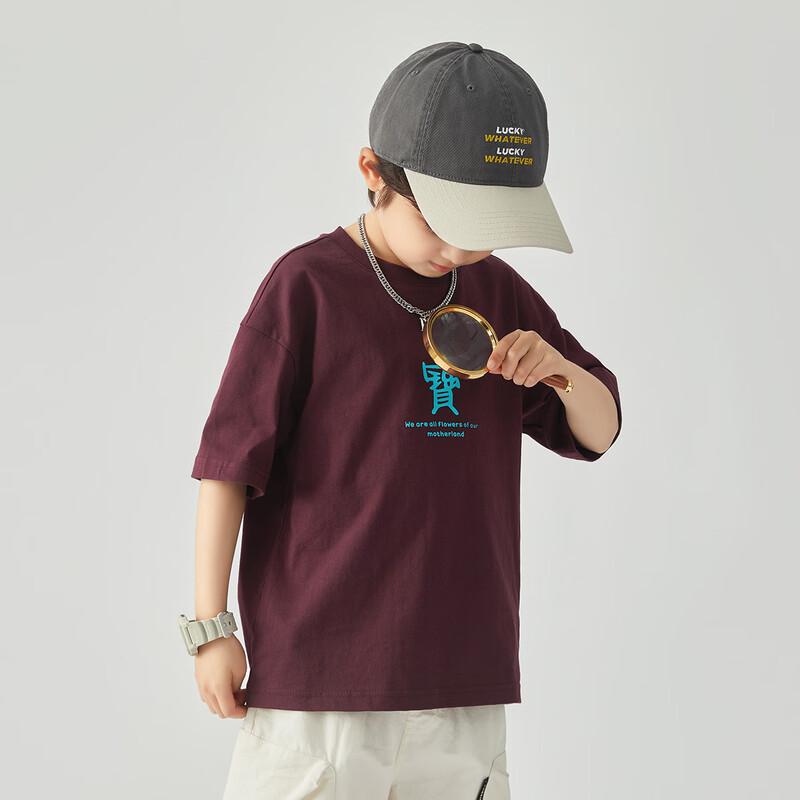 Boys' Summer Chinese Style Fun Text T-Shirt