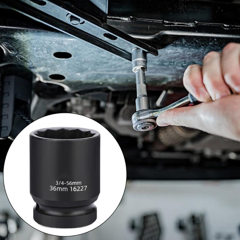 3/4Inch Drive 12 Point Impact Wrench Socket Ideal for Tire Changing and Mechanical Projects Auto Repair Easy Removal