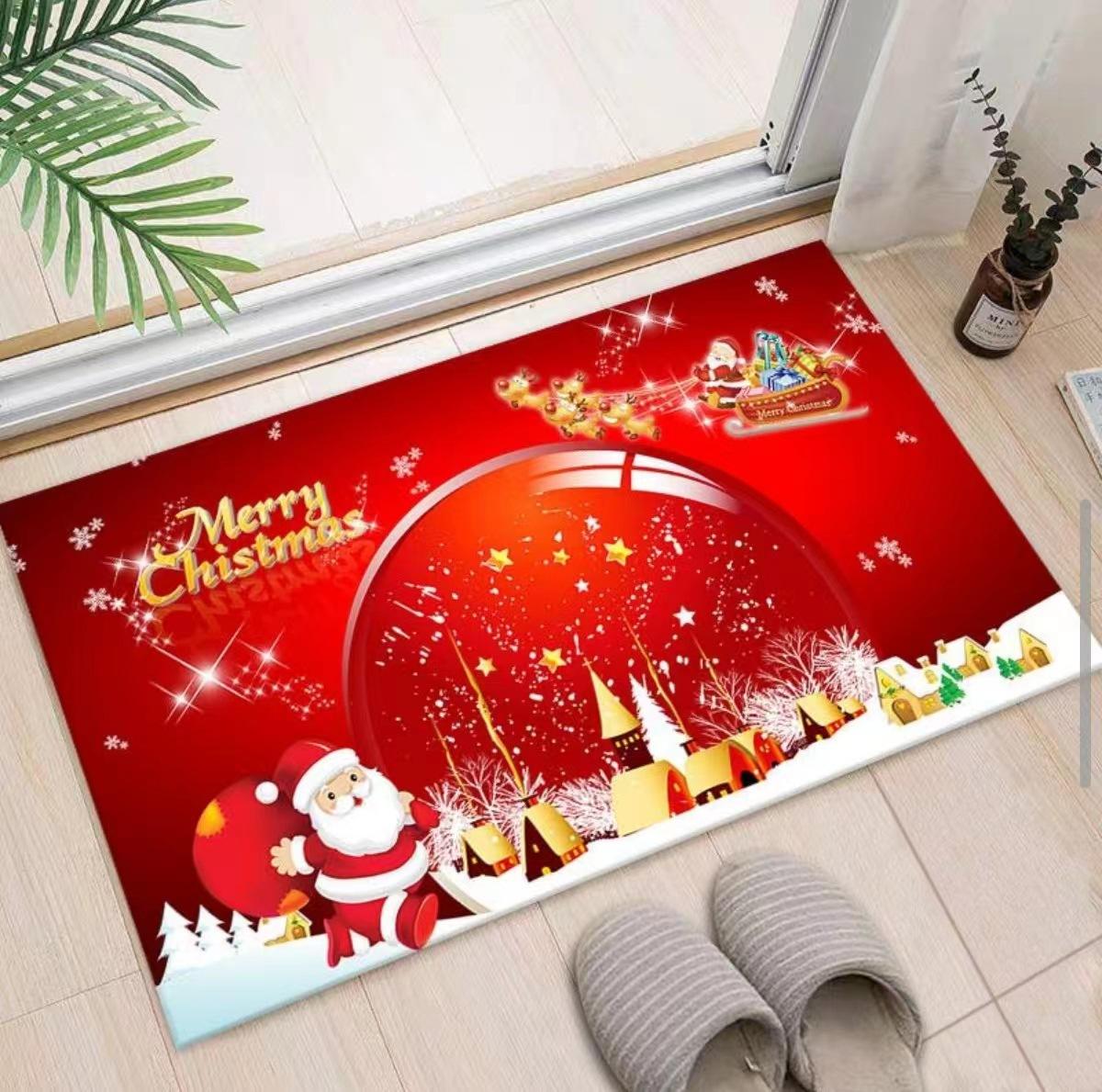 

Рождественский коврик для пола, противоскользящий коврик, Зимний коврик для пола у входа, с Санта-Клаусом, коврик для крыльца, противоскользящий 40X60cm 15.7X23.6in