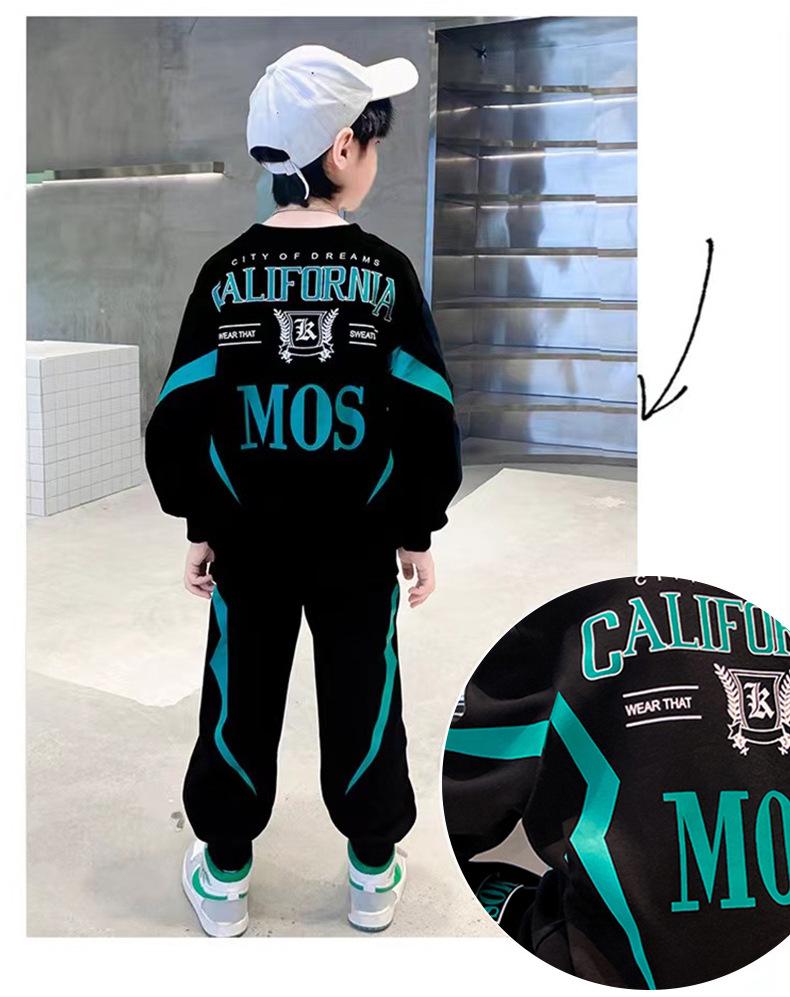 Boys' Spring & Autumn Long Sleeve Sportswear Set 2025 - Fashionable Two-Piece Outfit for Older Kids