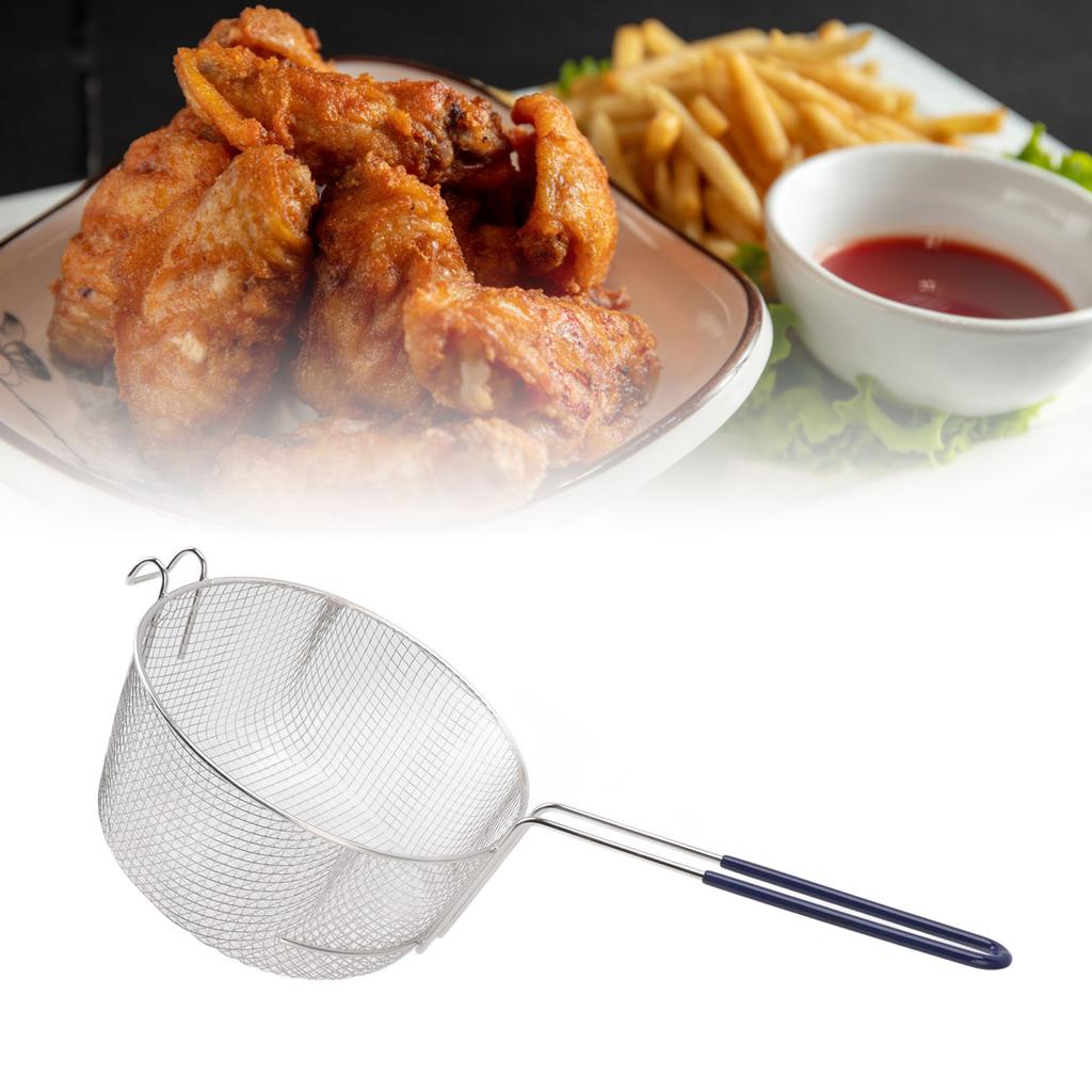 Frying Basket Stainless Steel Handle Reusable Rust Resistant Fry Net for Fish Chicken Nuggets