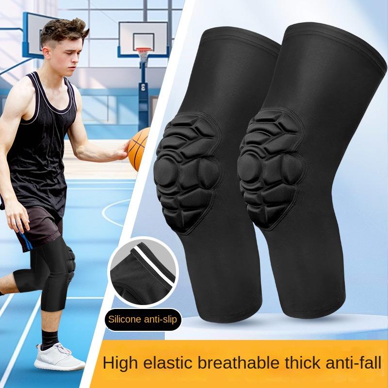 Custom EVA Thick Knee Pads Basketball Knee Pads Breathable Lightweight Polyester Hexagon Protective Gear with Elastic Support