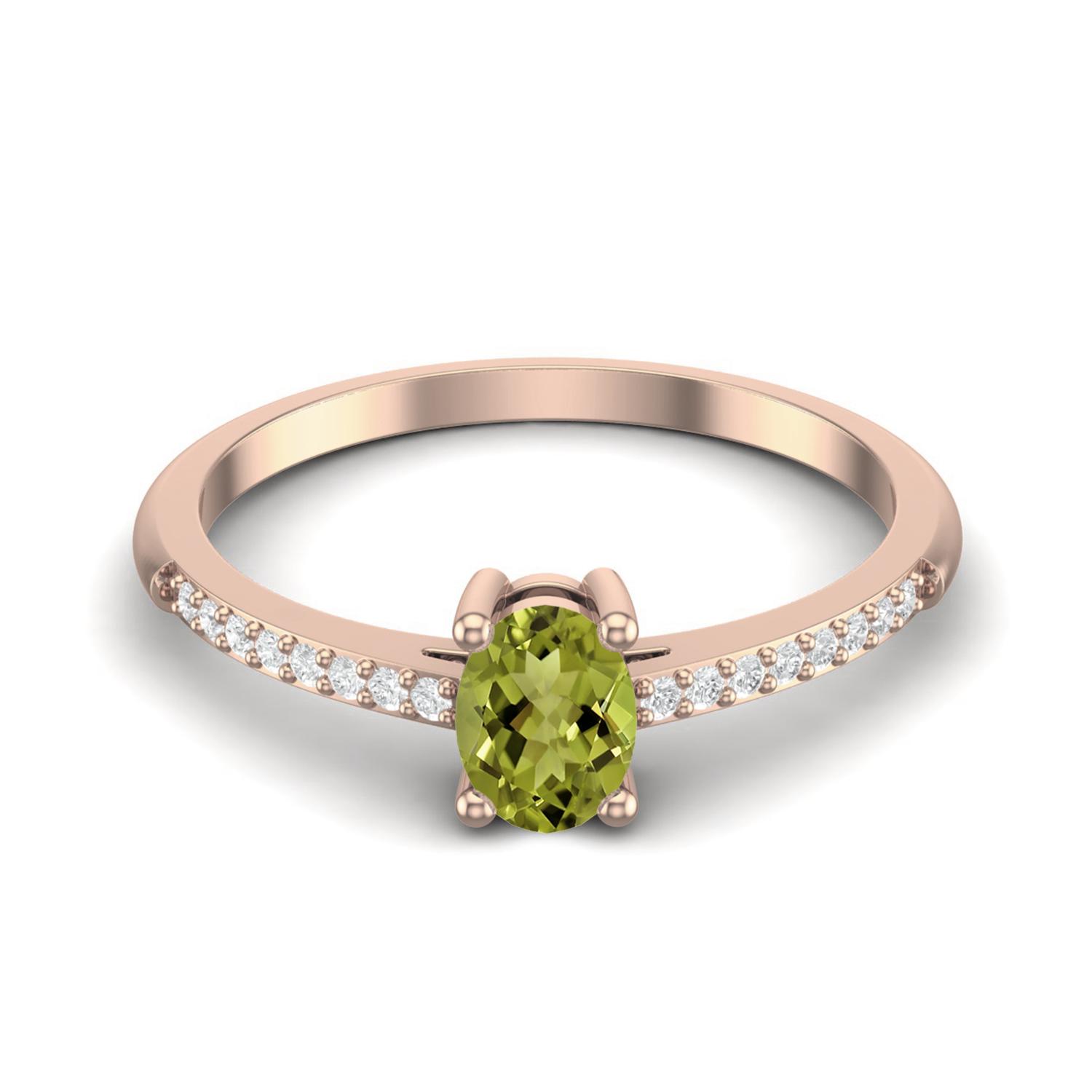 2.2 Ctw Oval Peridot 925 Sterling Silver Rose Vermeil Solitaire Women Engagement Ring 10