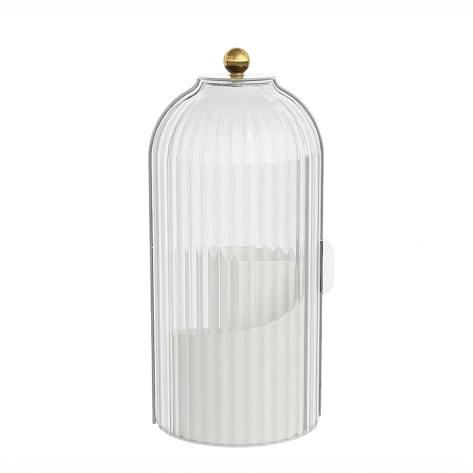 

English: Rotating Bird Cage Makeup Organizer Transparent Desktop Storage for Cosmetics Lipstick Pens one size білий