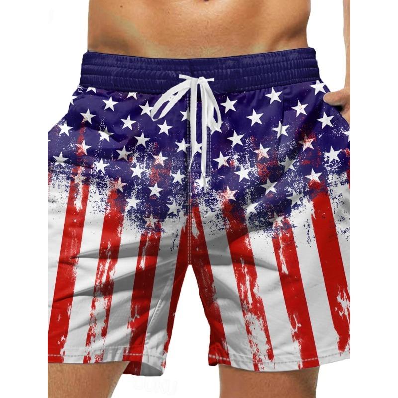 New Independence Day D Printed Casual Breathable Men's Beach Pants Breathable and Comfortable