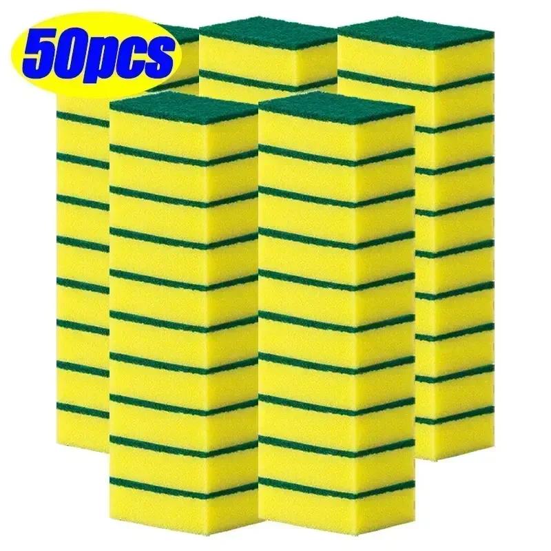 5-50Pcs Double-sided Cleaning Spongs Household Scouring Pad Kitchen Dish Cloth Auto Sponge Wipe Cleaning Towels Accessories