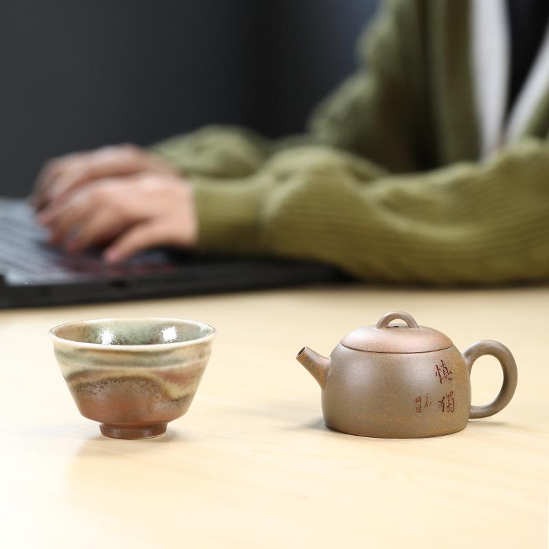 

130ml Authentic Yixing Purple Clay Teapots Handmade Qin Quan Pot Raw Ore Section Mud Tea Infuser Kettle Zisha Tea Set Teacups
