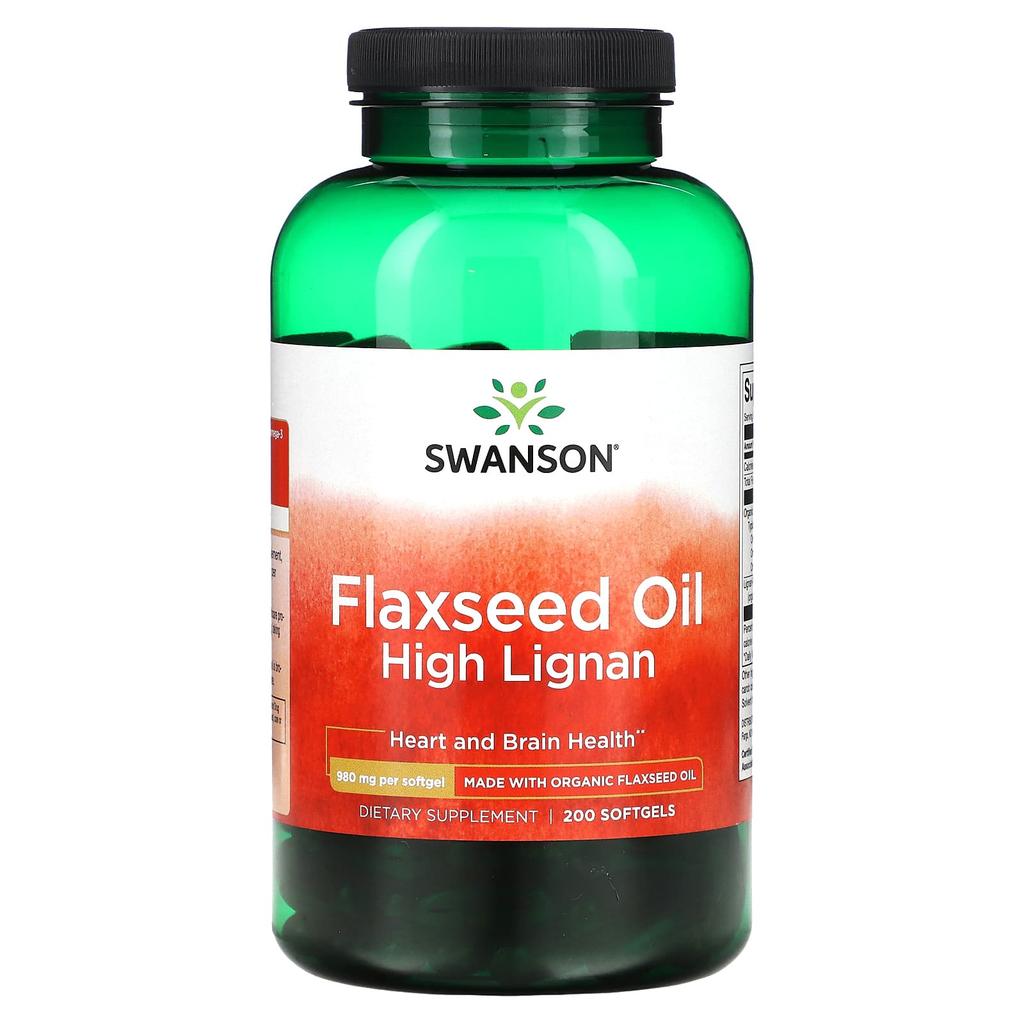 Flaxseed Oil High Lignans, 980Mg, 200 Softgels