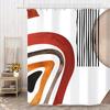 Abstract Mid Century Shower Curtain Minimalist Lines Striped Modern Simple Red Orange Polyester Waterproof Cloth Bathroom Decor