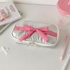 Candy Color Ballet Style Soft Pencil Case Girl Bowknot Stationery Storage Bag High-Value Vertical Pencil Case