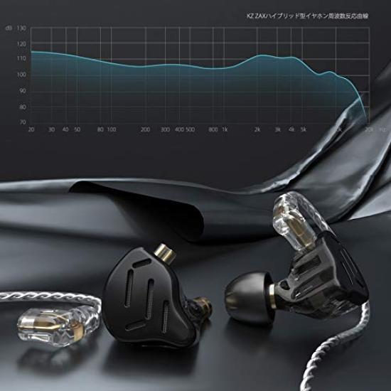 KZ ZAX (7BA+1DD) Hybrid HiFi Earphones, Made in China with 10mm PEK Dynamic Drivers and 7 Original Balanced Armature Drivers (No Mic, Black)
