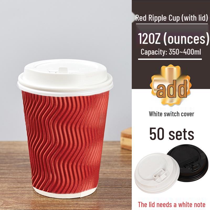 Copo de Café Descartável de Camada Dupla com Tampa: Antiescaldante, Ondulado em Forma de S para Bebidas Quentes e Chá de Leite