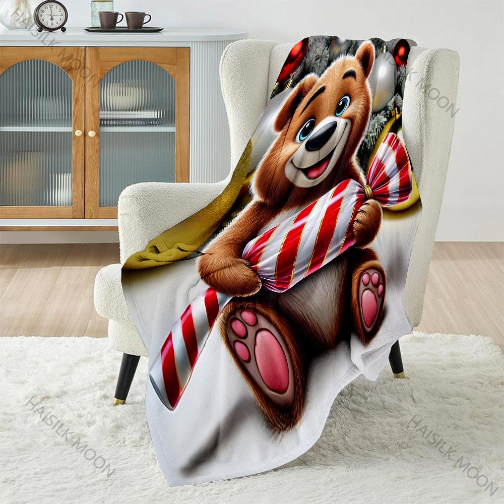 

Multi-Size Red and White Candy Stripes Pattern Blanket Flannel Material Soft Warm for All Seasons Home Outdoor Camping Picnics 75x90cm