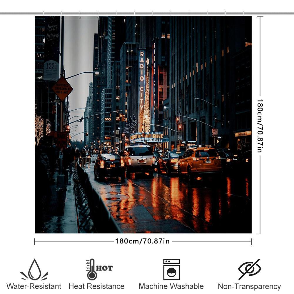 Tenda Doccia Skyline di New York Fotografia di New York City Arredo Bagno Impermeabile Stampe d'Arte Moderna Appeso a Parete Viaggio Vintage