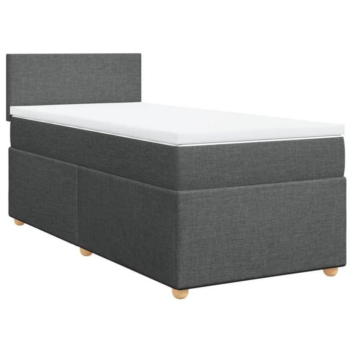 Maison Exclusive - Sommier à lattes de lit et matelas Gris foncé 90x190 cm Tissu